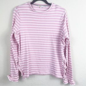 Boden striped pink preppy ruffle detail sweater size 8